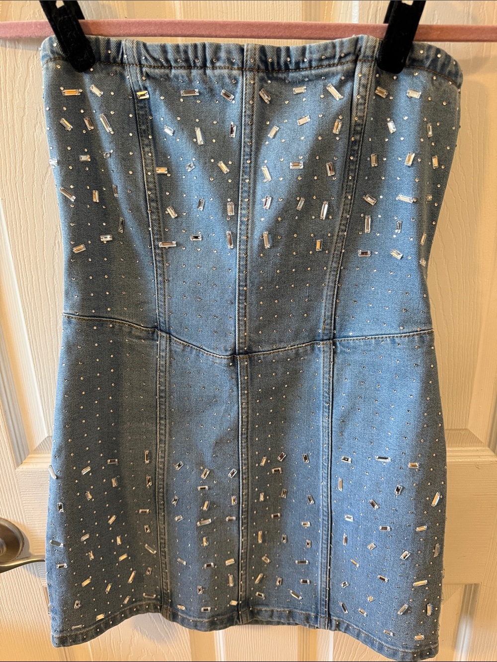 SIMPLY AMAZING Gianni Bini Strapless Embellished Denim Dress - Blue